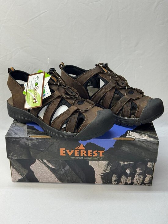 Everest Mens Hiking Sandals Size 10 Brown Leather Water Shoes Closed Toe NEW main image 4
